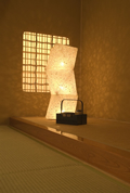 Lampe cube en papier japonais incruste de torsandes